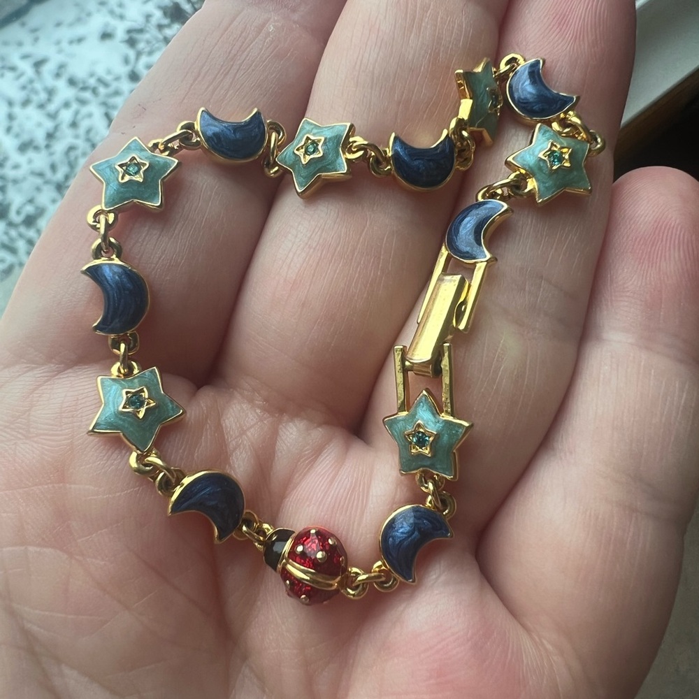 Joan Rivers Gold and Blue Star and Moon Bracelet
